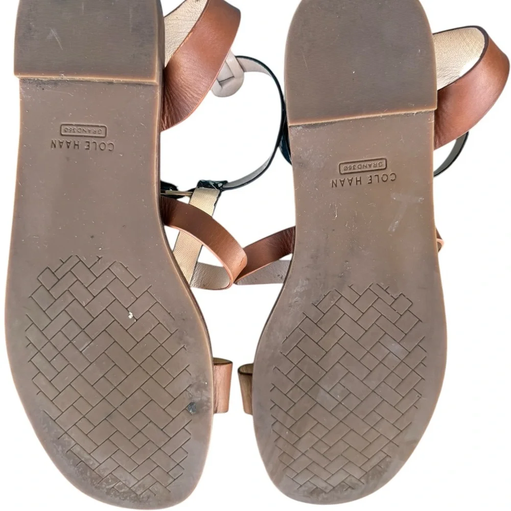 Cole Haan Wren flat sandals Pecan Snake Print gladiator style ankle strap 9.5